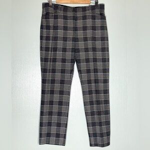 Theory Izelle P2-City Plaid classic plaid crop straight leg trousers pants women